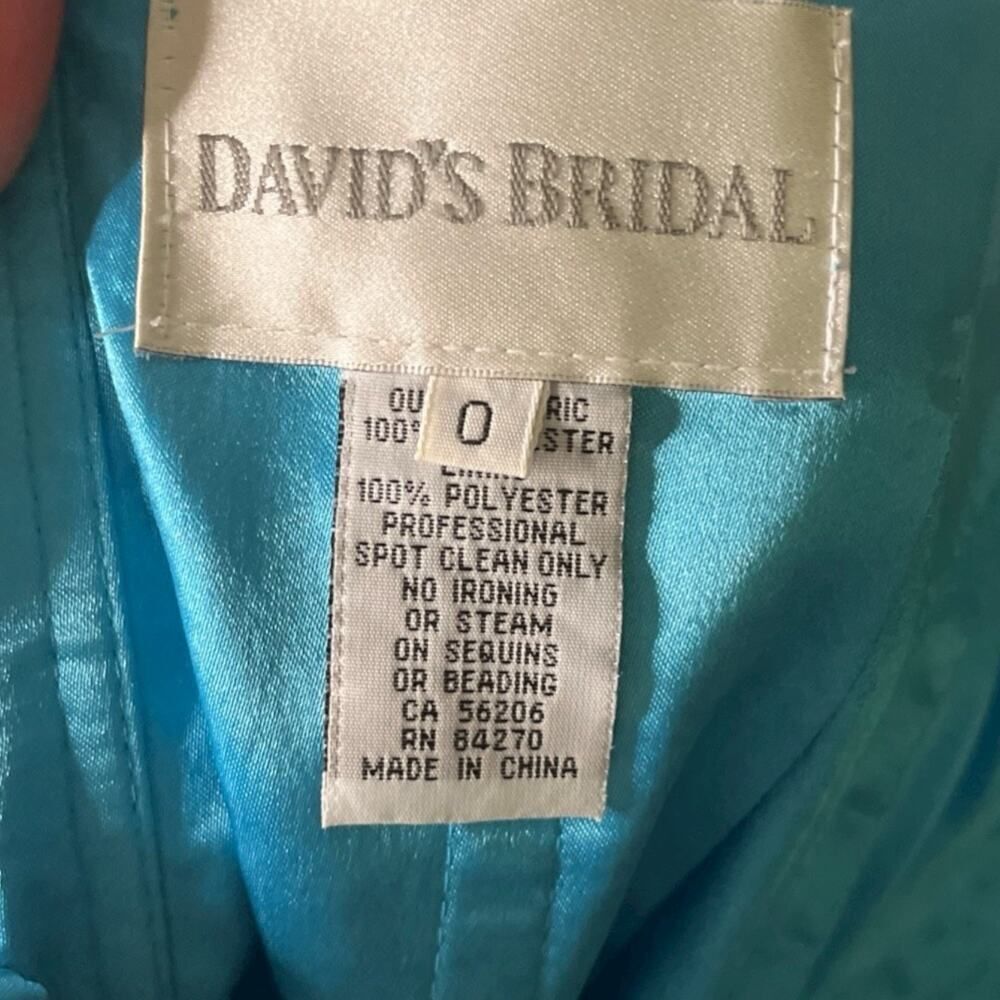 Davids Bridal Beaded Strapless Blue Dress Prom Flower Girl Gown Corset Tulle 0 - Picture 11 of 12